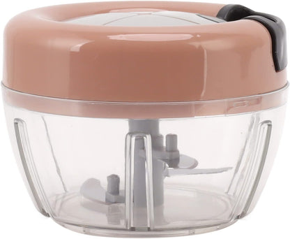 Manual Food Chopper, Durable Stainless Steel Blades for Quick Chopping for Home Kitchen, Pink Grey
