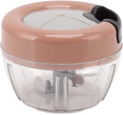 Manual Food Chopper, Durable Stainless Steel Blades for Quick Chopping for Home Kitchen, Pink Grey