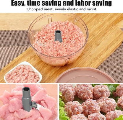 Manual Food Chopper, Durable Stainless Steel Blades for Quick Chopping for Home Kitchen, Pink Grey