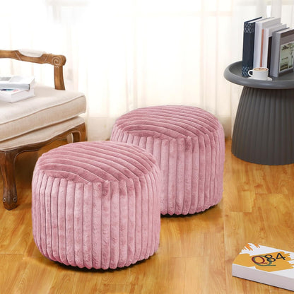2 Pcs Unstuffed Pouf Ottoman Cover Pink, 20 x 15 in No Filler