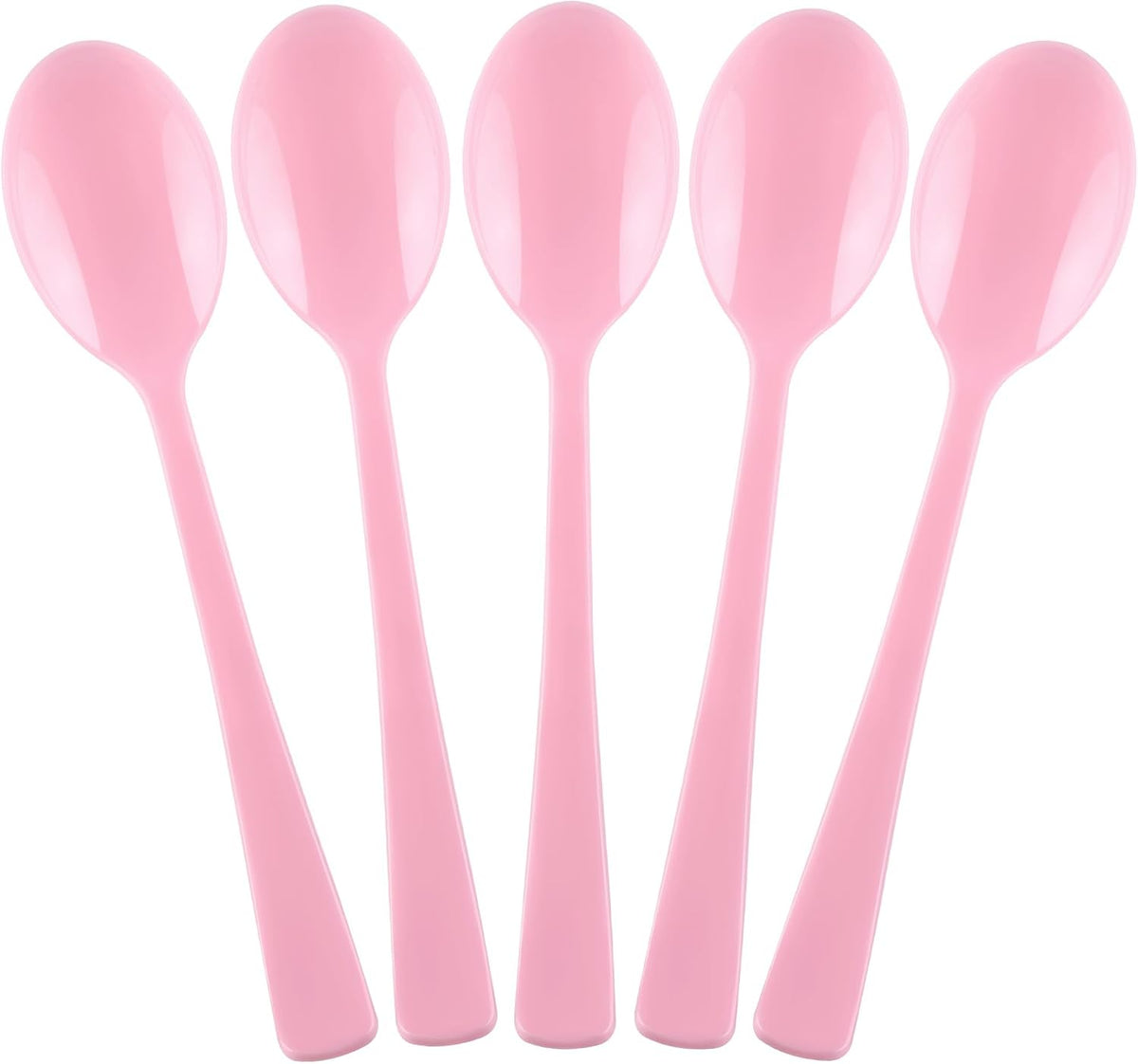 Pink Plastic Spoons 180 Pack, Heavy Duty Disposable Utensils, 6.8 Inch Bulk Party Pink Spoons Cutlery Set for Brithday Wedding Baby Shower Bridal Showe Garden Party Silverware Tableware