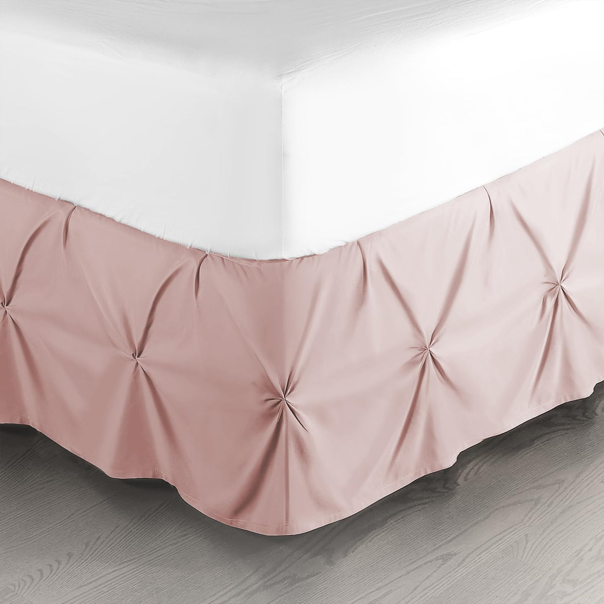 Blush Pink Bed Skirt Cal King Size, Pinch Pleat Cal King Bed Skirt, 14" Inch Drop Cal King Bedskirt, Hotel Quality Bed Skirts, Microfiber Bedskirt for Cal King Bed, Blush Pink Cal King Bed Skirt