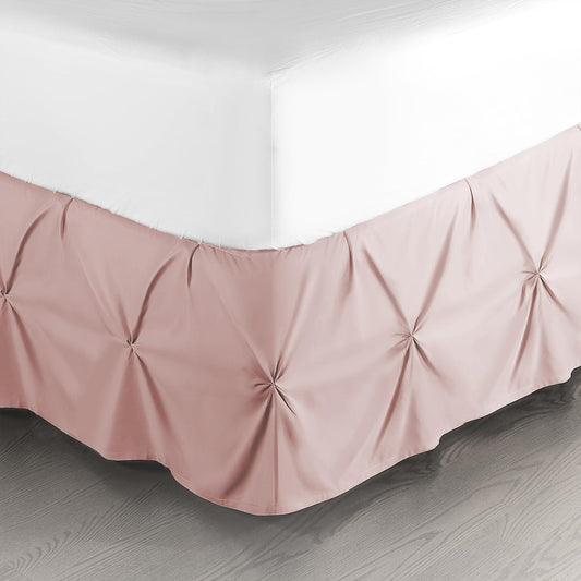 Blush Pink Bed Skirt Cal King Size, Pinch Pleat Cal King Bed Skirt, 14" Inch Drop Cal King Bedskirt, Hotel Quality Bed Skirts, Microfiber Bedskirt for Cal King Bed, Blush Pink Cal King Bed Skirt