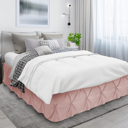 Blush Pink Bed Skirt Cal King Size, Pinch Pleat Cal King Bed Skirt, 14" Inch Drop Cal King Bedskirt, Hotel Quality Bed Skirts, Microfiber Bedskirt for Cal King Bed, Blush Pink Cal King Bed Skirt