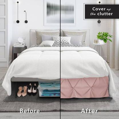 Blush Pink Bed Skirt Cal King Size, Pinch Pleat Cal King Bed Skirt, 14" Inch Drop Cal King Bedskirt, Hotel Quality Bed Skirts, Microfiber Bedskirt for Cal King Bed, Blush Pink Cal King Bed Skirt