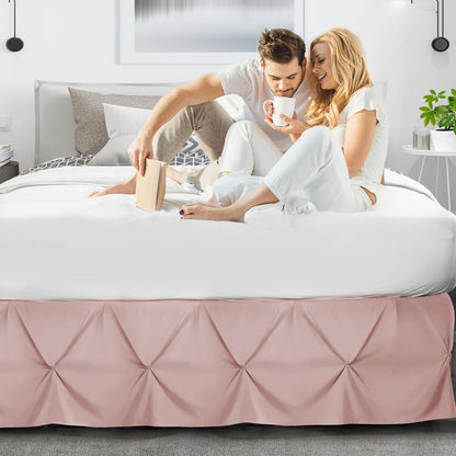 Blush Pink Bed Skirt Cal King Size, Pinch Pleat Cal King Bed Skirt, 14" Inch Drop Cal King Bedskirt, Hotel Quality Bed Skirts, Microfiber Bedskirt for Cal King Bed, Blush Pink Cal King Bed Skirt