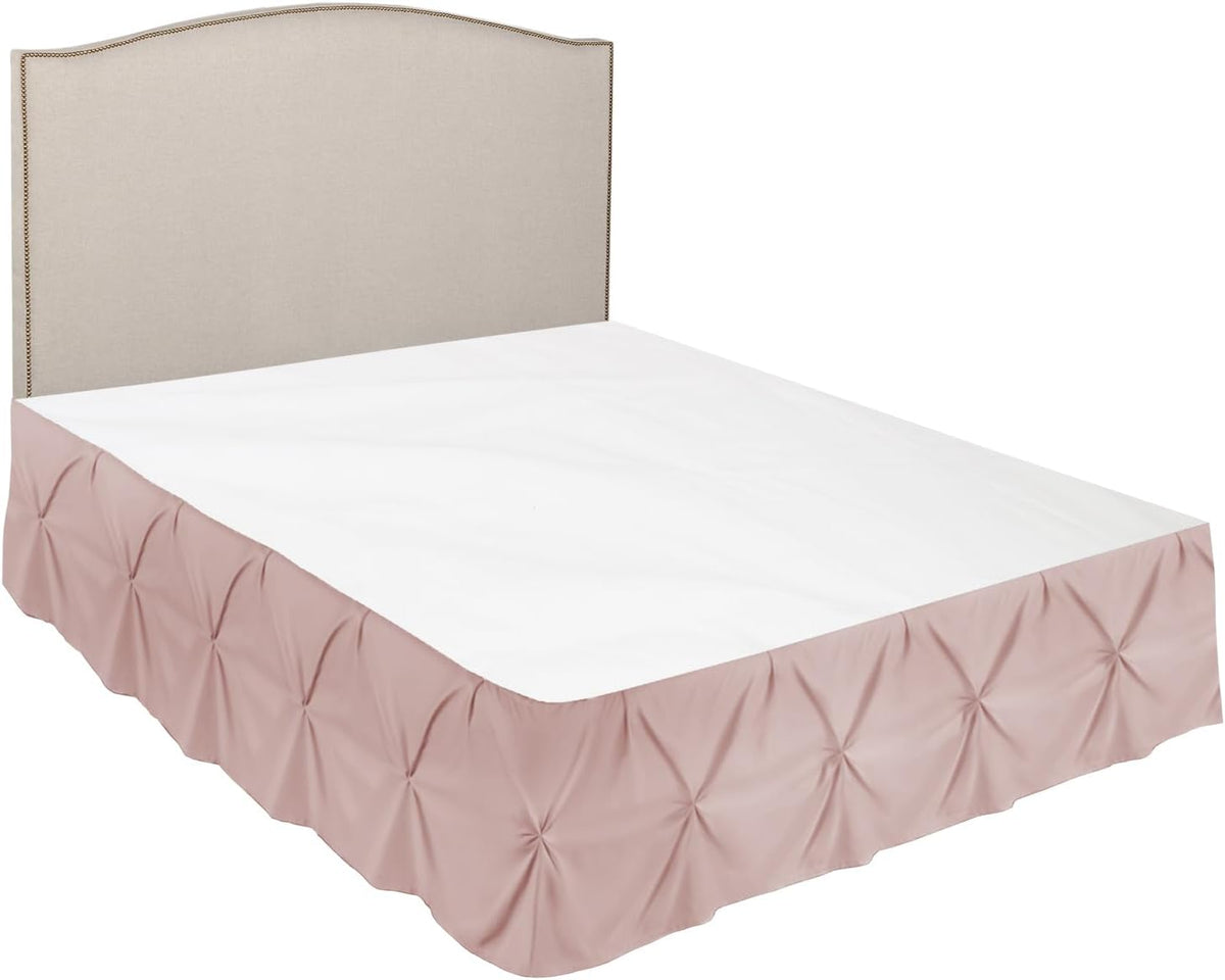 Blush Pink Bed Skirt Cal King Size, Pinch Pleat Cal King Bed Skirt, 14" Inch Drop Cal King Bedskirt, Hotel Quality Bed Skirts, Microfiber Bedskirt for Cal King Bed, Blush Pink Cal King Bed Skirt
