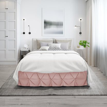 Blush Pink Bed Skirt Cal King Size, Pinch Pleat Cal King Bed Skirt, 14" Inch Drop Cal King Bedskirt, Hotel Quality Bed Skirts, Microfiber Bedskirt for Cal King Bed, Blush Pink Cal King Bed Skirt