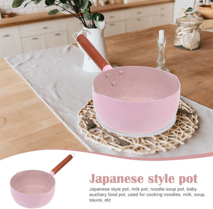 Japanese Yukihira Saucepan 18cm Pink Maifan Stone Coating Food Cooking Pot Lightweight Aluminum Stockpot for Kitchen Cooking