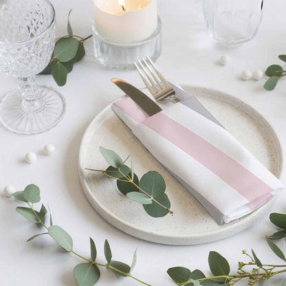 Cloth Napkins Set of 4, Modern Pink Gray White Stripe Dinner Napkins Soft Absorbent Table Napkin for Home Cocktail Party Wedding, Abstract Minimalist Line