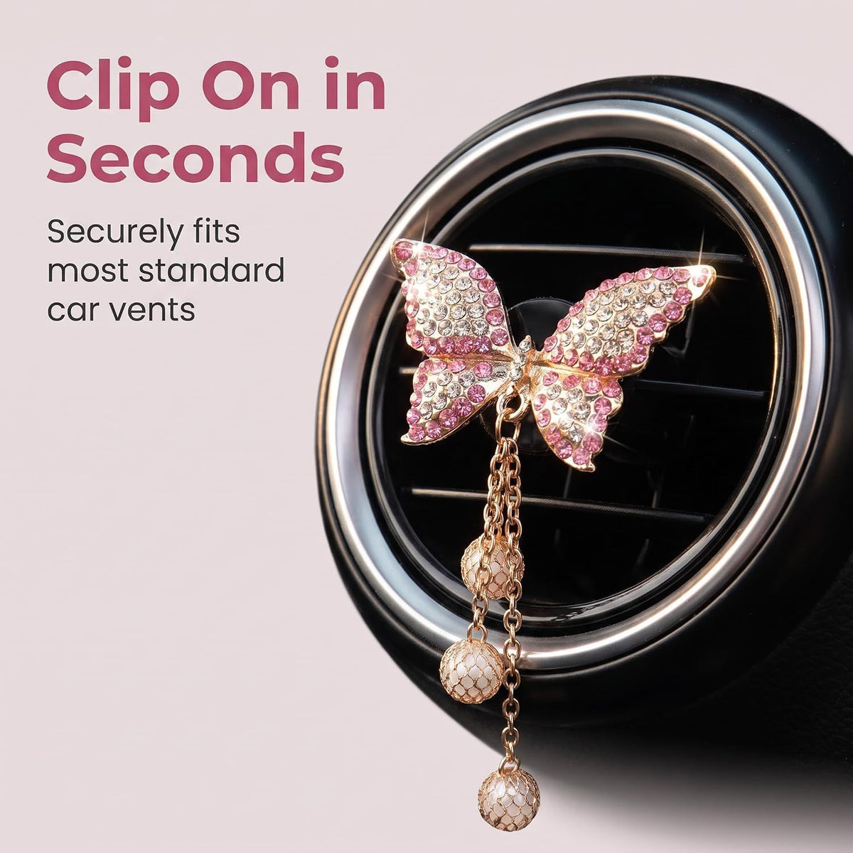 Pink Heart & Butterfly Pandent Air Vent Clips, 4 Pcs Bling Heart Car Air Fresheners Vents Clips Diamond Interior Decor Bling Cute Car Accessories Decoration for Women +Sunflower Mask Hook