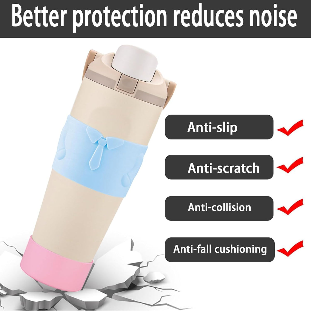 Silicone Water Bottle Boot for Owala FreeSip Sway 30 oz Bottle ，Upper and lower protection Anti-Slip Protective Sleeve w/silicone Coaster (Light Blue/Light Pink, 30 oz)