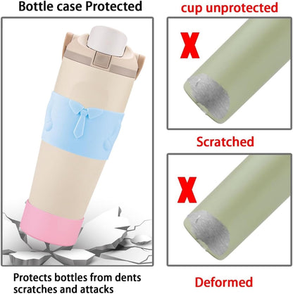 Silicone Water Bottle Boot for Owala FreeSip Sway 30 oz Bottle ，Upper and lower protection Anti-Slip Protective Sleeve w/silicone Coaster (Light Blue/Light Pink, 30 oz)