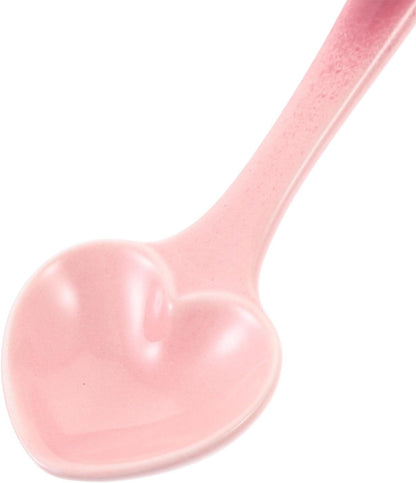 Ceramic Heart Shaped Dessert Spoon, Pink Creative Flatware for Serving