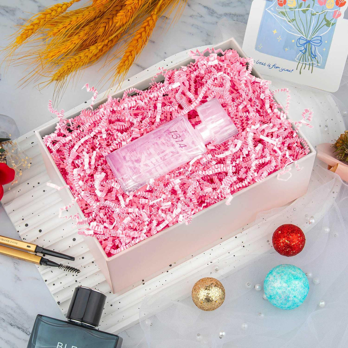 8.5oz Crinkle Paper Filler for Gift Baskets Gift Boxes(Pink)