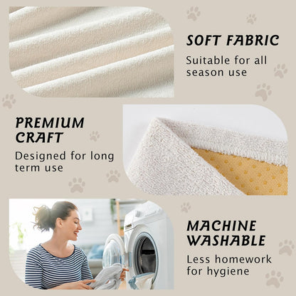 PuTian 100% Waterproof Couch Cover for Dogs - Anti-Scratch Washable Non Slip 2 Cushion Cover Blanket for L Shaped Sectional Recliner Chair Sofa Slipcover for Pet Cats Kids, 71X118 in Creamy