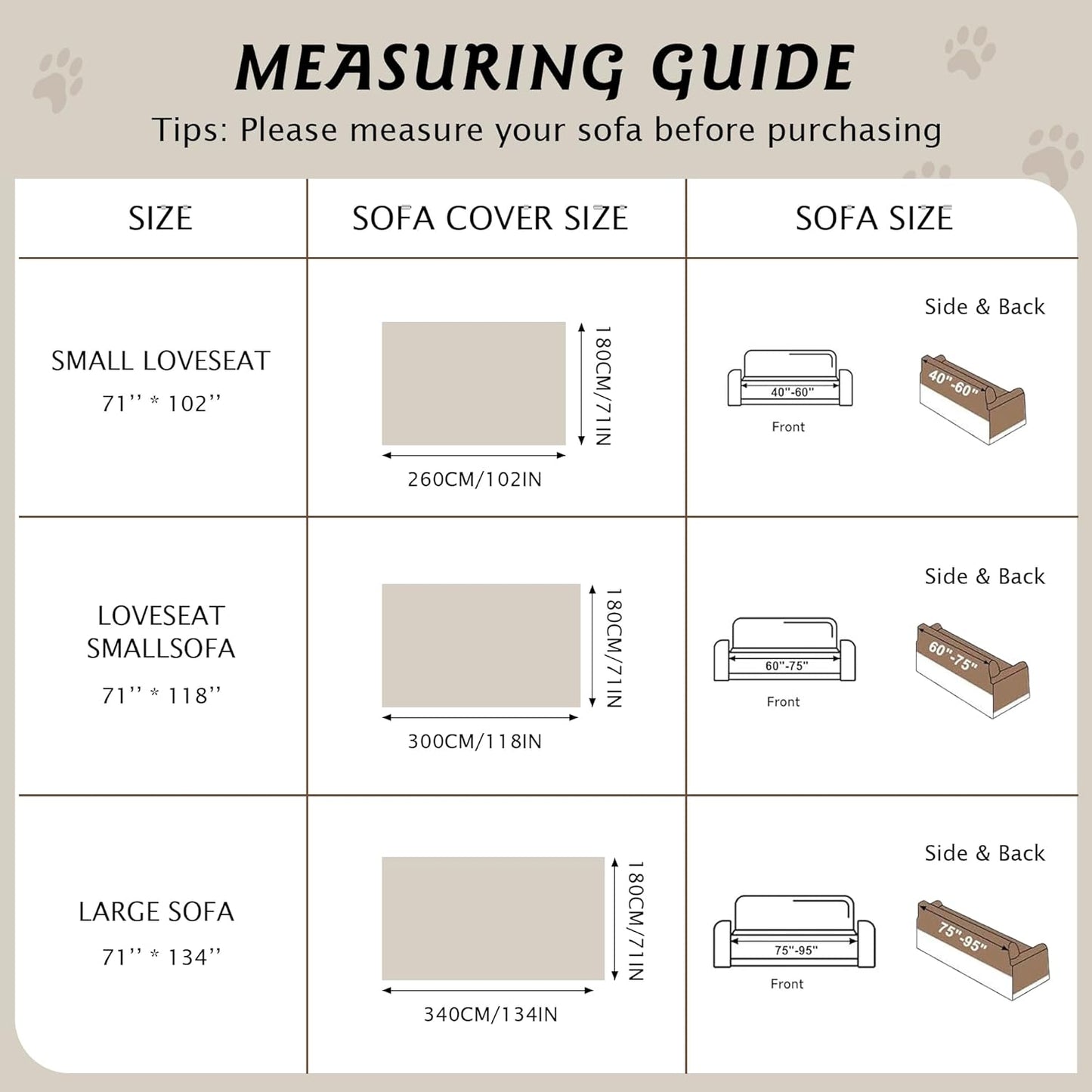 PuTian 100% Waterproof Couch Cover for Dogs - Anti-Scratch Washable Non Slip 2 Cushion Cover Blanket for L Shaped Sectional Recliner Chair Sofa Slipcover for Pet Cats Kids, 71X118 in Creamy