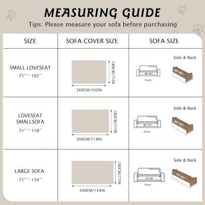 PuTian 100% Waterproof Couch Cover for Dogs - Anti-Scratch Washable Non Slip 2 Cushion Cover Blanket for L Shaped Sectional Recliner Chair Sofa Slipcover for Pet Cats Kids, 71X118 in Creamy