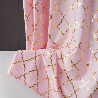Pink Shower Curtain with Gold Foil Moroccan 72 x 72 Inch, 1 Panel