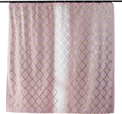 Pink Shower Curtain with Gold Foil Moroccan 72 x 72 Inch, 1 Panel