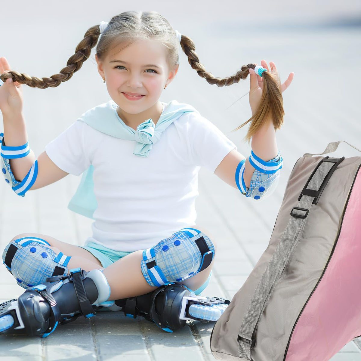 Roller Skate Bag Ice Skating Bag Triangular Tote Skating Triangle Adjustable Shoulder Strap for Roller Skates Inline for Women Girls (Pink)