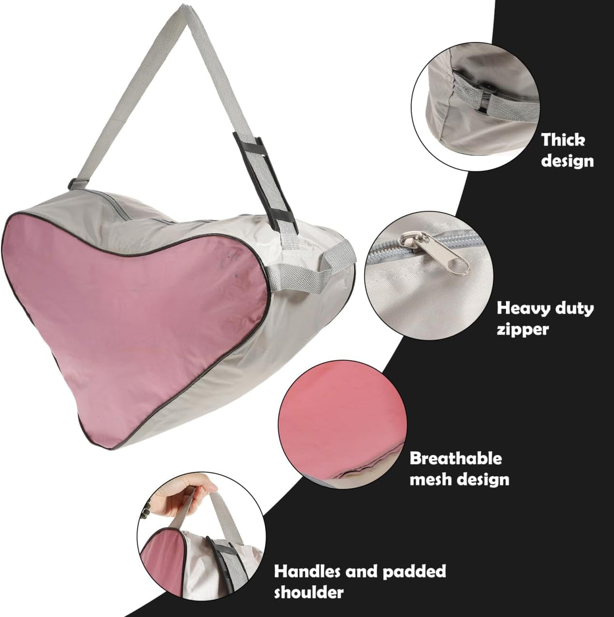 Roller Skate Bag Ice Skating Bag Triangular Tote Skating Triangle Adjustable Shoulder Strap for Roller Skates Inline for Women Girls (Pink)