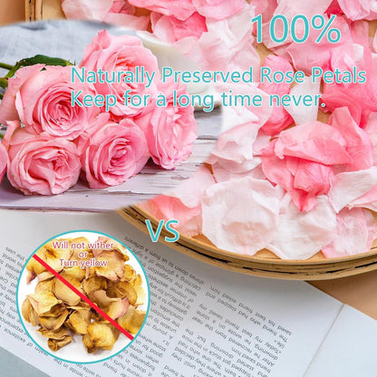 Dried Light Pink Rose Petals, 35g/1.2oz Forever Freeze Pink Flower Petals for Wedding, Flower Girl Petals for Proposal, Basket, Pink and White Rose Petals Dried Flower Confetti Crafts, Bridal Shower
