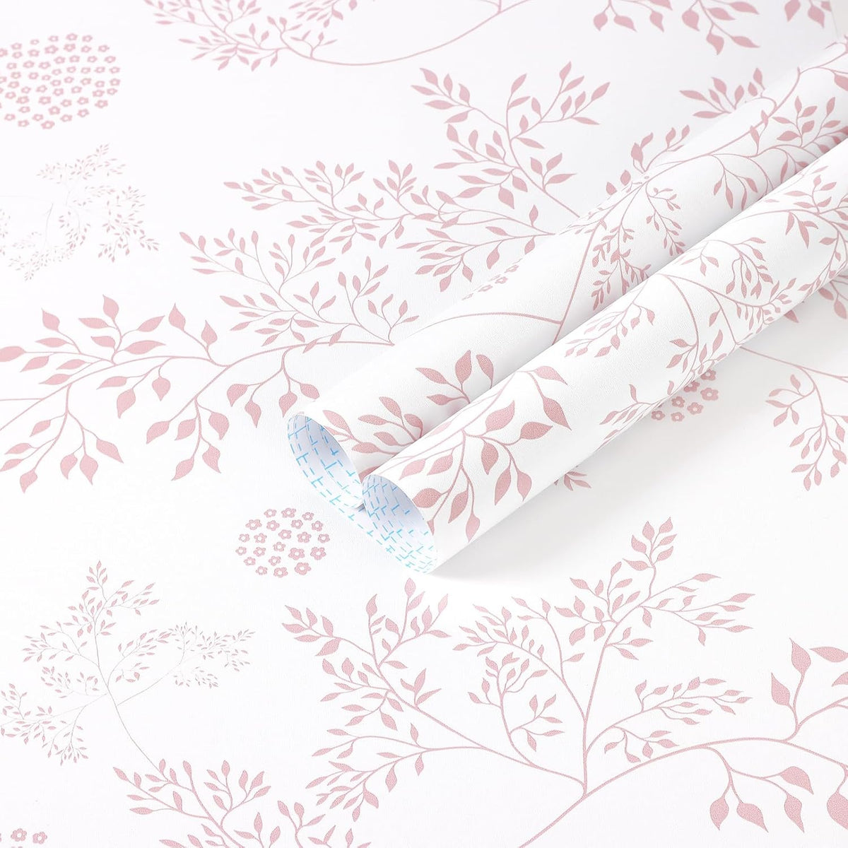 Heroad Boho Peel and Stick Wallpaper Pink Floral Contact Paper 17.3"x78.7" Leaf Wall Paper Removable Self Adhesive Wallpaper for Cabinet Bathroom Waterproof Nursery Decor Vinyl Papel Tapiz para Pared