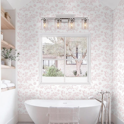 Heroad Boho Peel and Stick Wallpaper Pink Floral Contact Paper 17.3"x78.7" Leaf Wall Paper Removable Self Adhesive Wallpaper for Cabinet Bathroom Waterproof Nursery Decor Vinyl Papel Tapiz para Pared