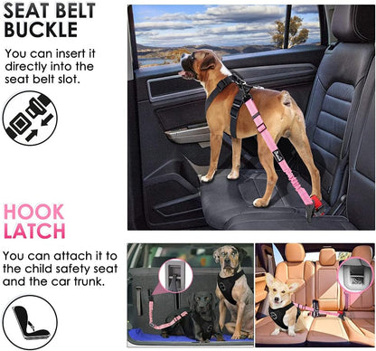 Dog Car Seat Belt, 3 in 1 Latch Bar Attachment Dog Safety Seatbelt