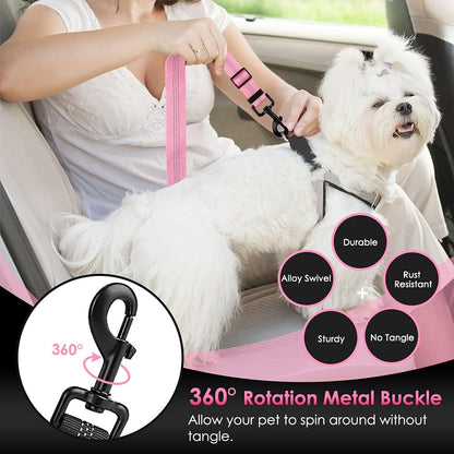 Dog Car Seat Belt, 3 in 1 Latch Bar Attachment Dog Safety Seatbelt