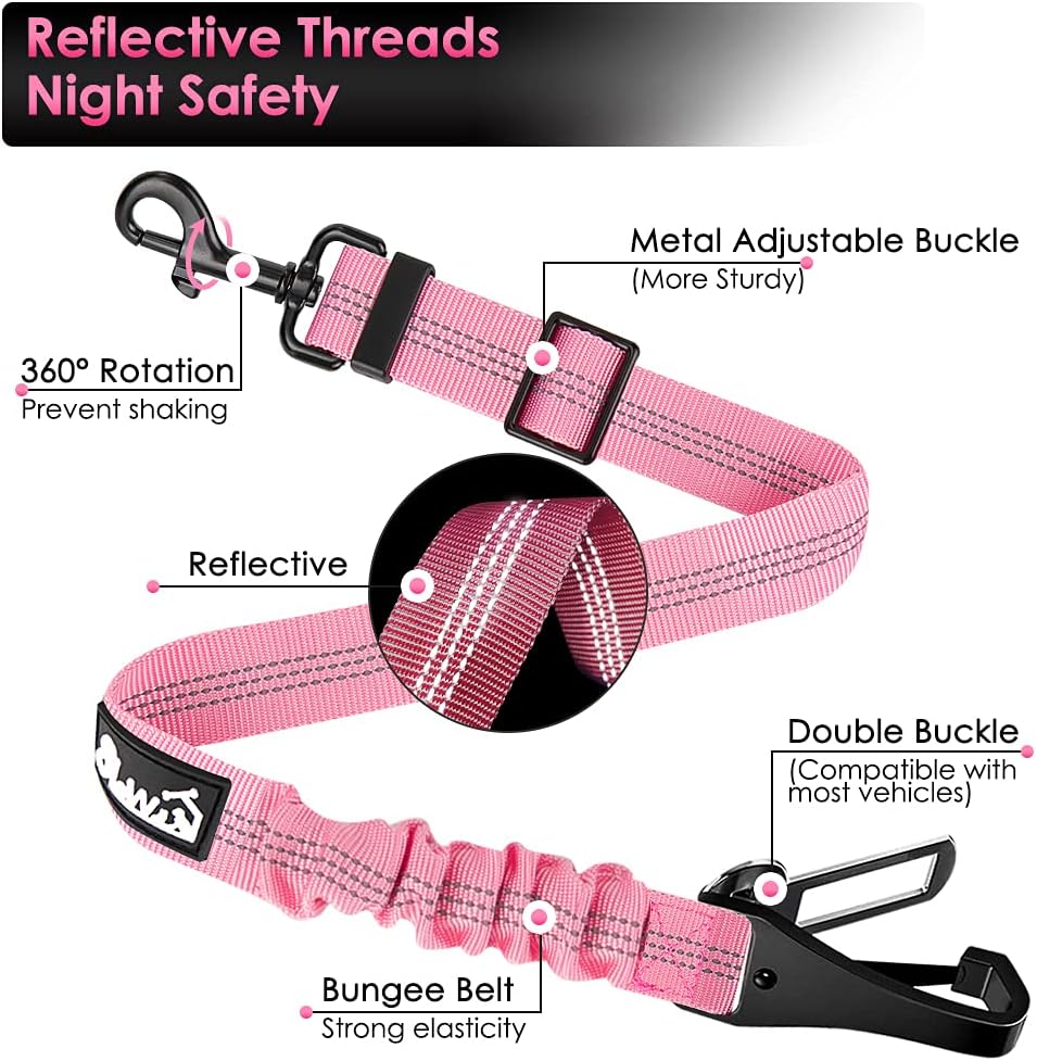 Dog Car Seat Belt, 3 in 1 Latch Bar Attachment Dog Safety Seatbelt