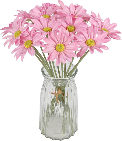 15pcs Daisies Artificial Flowers Faux Pink Daisies Flowers 12" Fake Wildflowers Flower Silk Flowers for Floral Arrangements Wedding Home Garden Decor (Pink)
