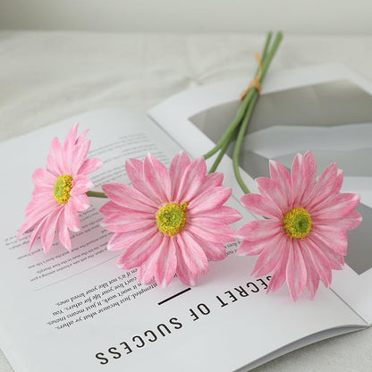 15pcs Daisies Artificial Flowers Faux Pink Daisies Flowers 12" Fake Wildflowers Flower Silk Flowers for Floral Arrangements Wedding Home Garden Decor (Pink)