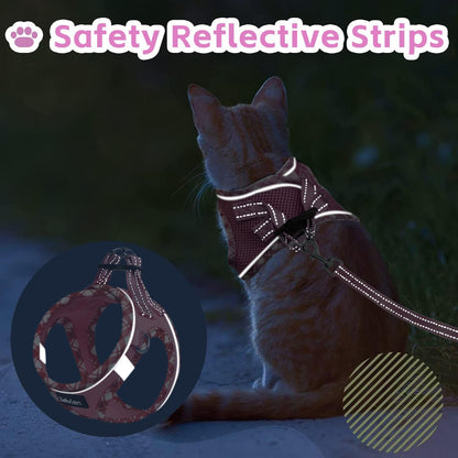Escape Proof Cat Harness and Leash, Adjustable Vest, Pink, XXS