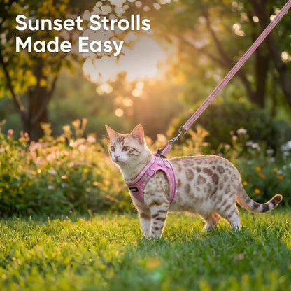 Escape Proof Cat Harness and Leash, Adjustable Vest, Pink, XXS