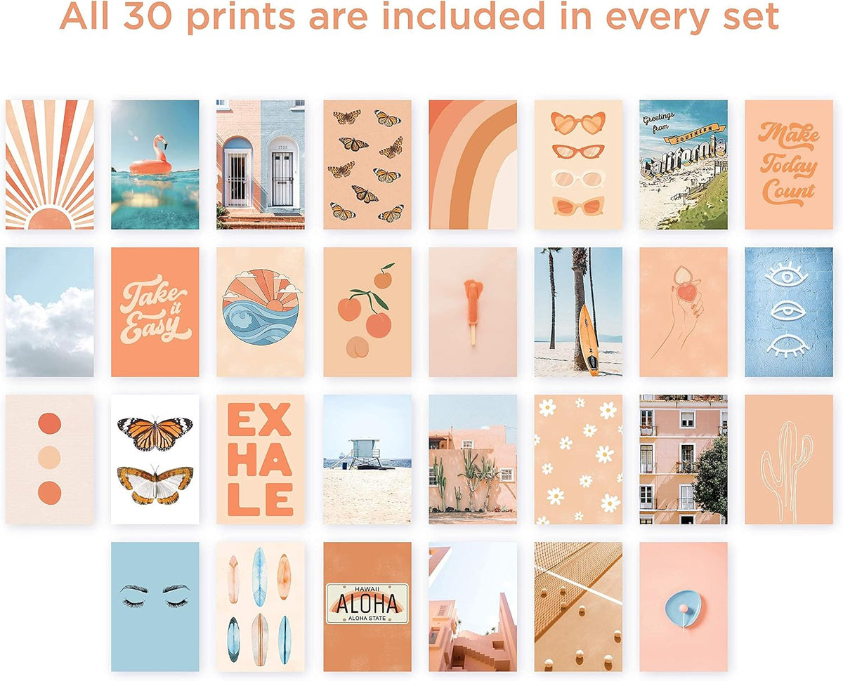 HAUS AND HUES Peach Photo Collage Kit - Aesthetic Wall Decor for Teen Girls (Set of 30)