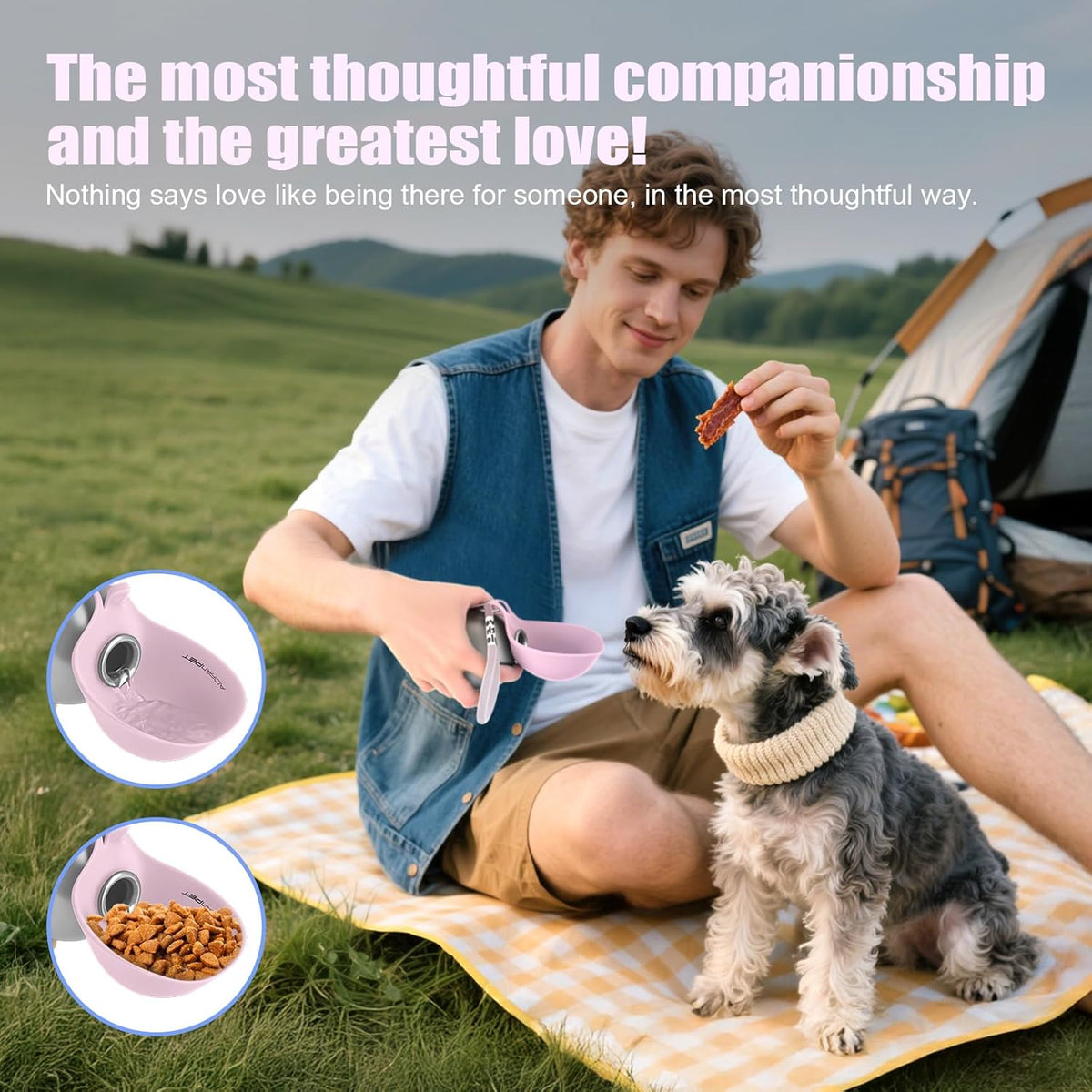 Portable Dog Water Bottle 10oz Stainless Steel Travel Bowl