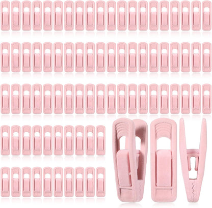 Pink Velvet Hangers Clips, 80 Pack Strong Finger Clips