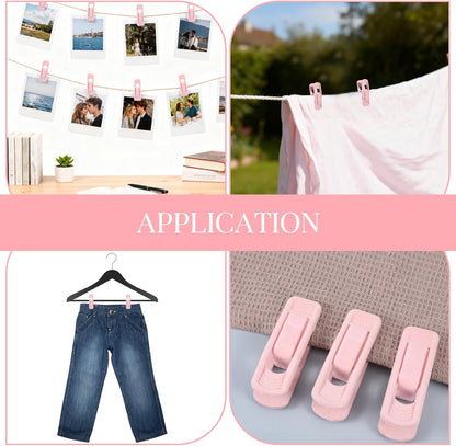 Pink Velvet Hangers Clips, 80 Pack Strong Finger Clips