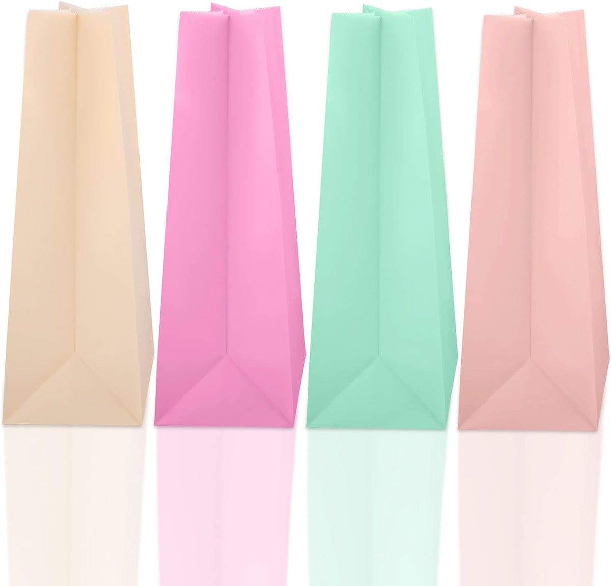 30 Pack Pastel Gift Candy Paper Bags with Stickers 5.1 x 3.1 x 9.4 Inches Snack Sweet Craft Bags for Birthday Wedding Party Anniversaries with 48 Stickers