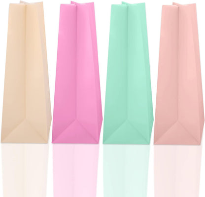 30 Pack Pastel Gift Candy Paper Bags with Stickers 5.1 x 3.1 x 9.4 Inches Snack Sweet Craft Bags for Birthday Wedding Party Anniversaries with 48 Stickers