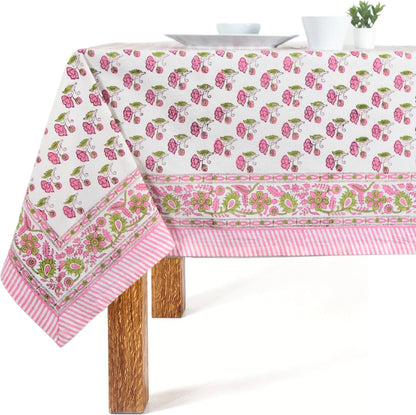 Block Print Table Cloth- 60x120 Inch Rectangle 100% Cotton Handmade Pre-Shrink, Washable for Spring, Kitchen & Dining Perfect for Patio, Indoor & Outdoor, Farmhouse