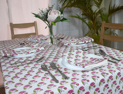 Block Print Table Cloth- 60x120 Inch Rectangle 100% Cotton Handmade Pre-Shrink, Washable for Spring, Kitchen & Dining Perfect for Patio, Indoor & Outdoor, Farmhouse
