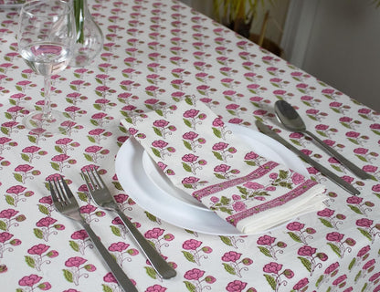 Block Print Table Cloth- 60x120 Inch Rectangle 100% Cotton Handmade Pre-Shrink, Washable for Spring, Kitchen & Dining Perfect for Patio, Indoor & Outdoor, Farmhouse