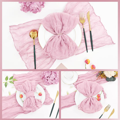 42 Pcs Light Pink Gauze Cheesecloth Napkins, 20 x 20 Inch Wrinkled Rustic Boho Dinner Napkins for Wedding,Dinner,Family Everyday Use/Parties