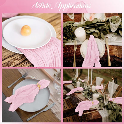 42 Pcs Light Pink Gauze Cheesecloth Napkins, 20 x 20 Inch Wrinkled Rustic Boho Dinner Napkins for Wedding,Dinner,Family Everyday Use/Parties