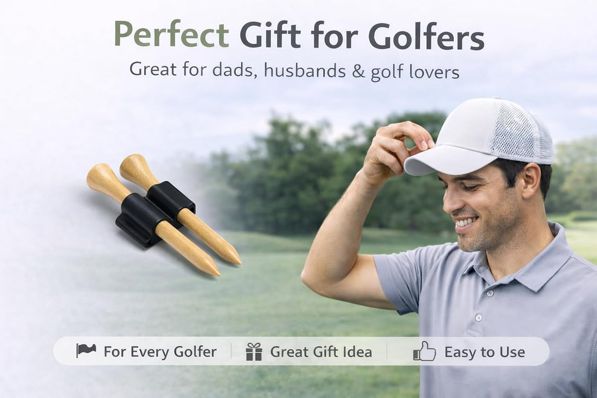 2 Pack Golf Tee Holder Clip for Hat - Holds 2 Tees Securely - Lightweight Golf Hat Clip Accessory - Easy Access Tee Holder for Golfers - Available in 6 Colors