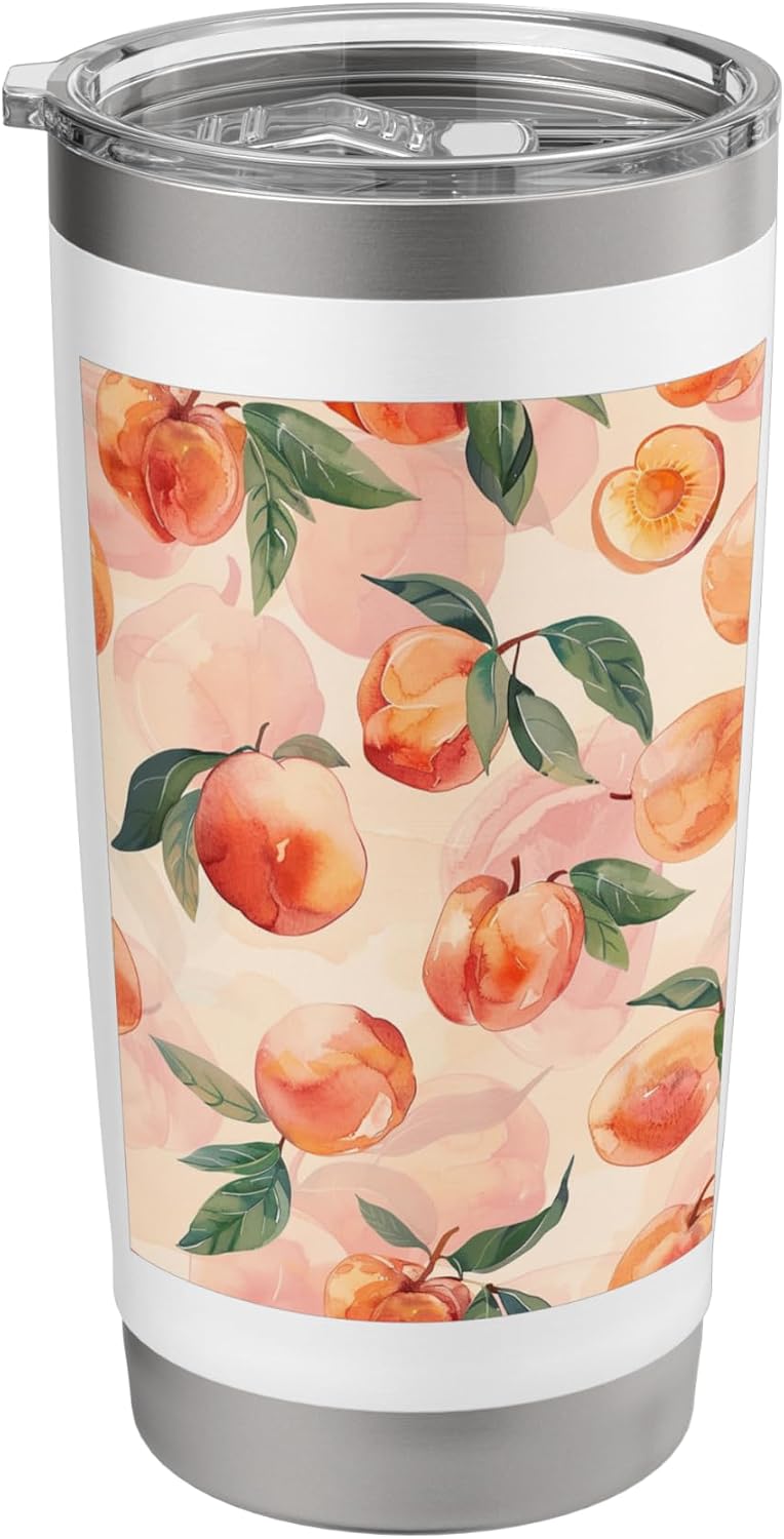 Pattern Art Peach Fruit Pastel Stainless Steel Insulated Tumbler