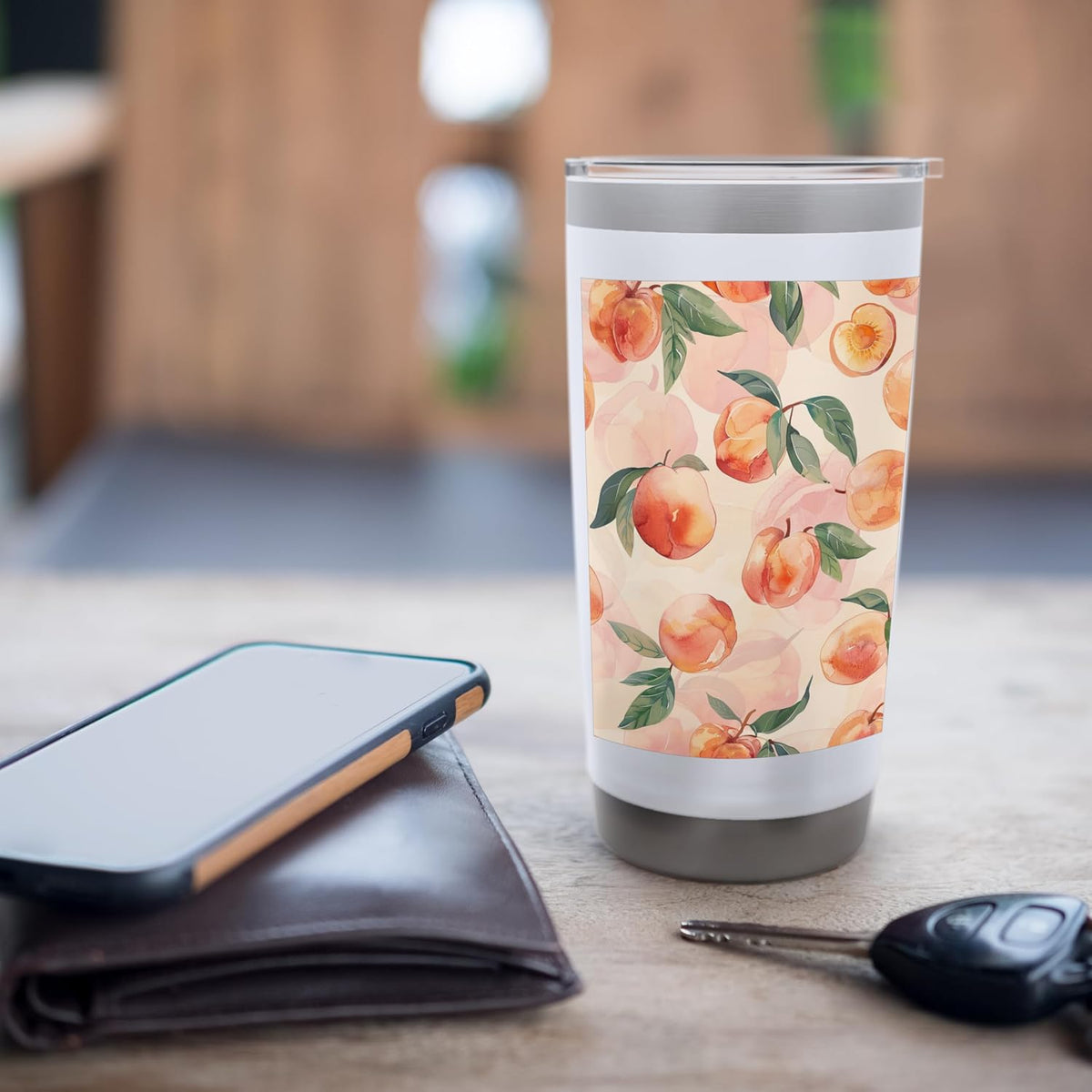 Pattern Art Peach Fruit Pastel Stainless Steel Insulated Tumbler